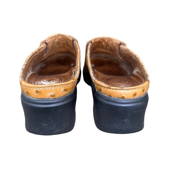 Ariat Mules Clogs Brown Leather Ostrich Print Slip On Western Shoes Women's 8.5 - Picture 10 of 15
